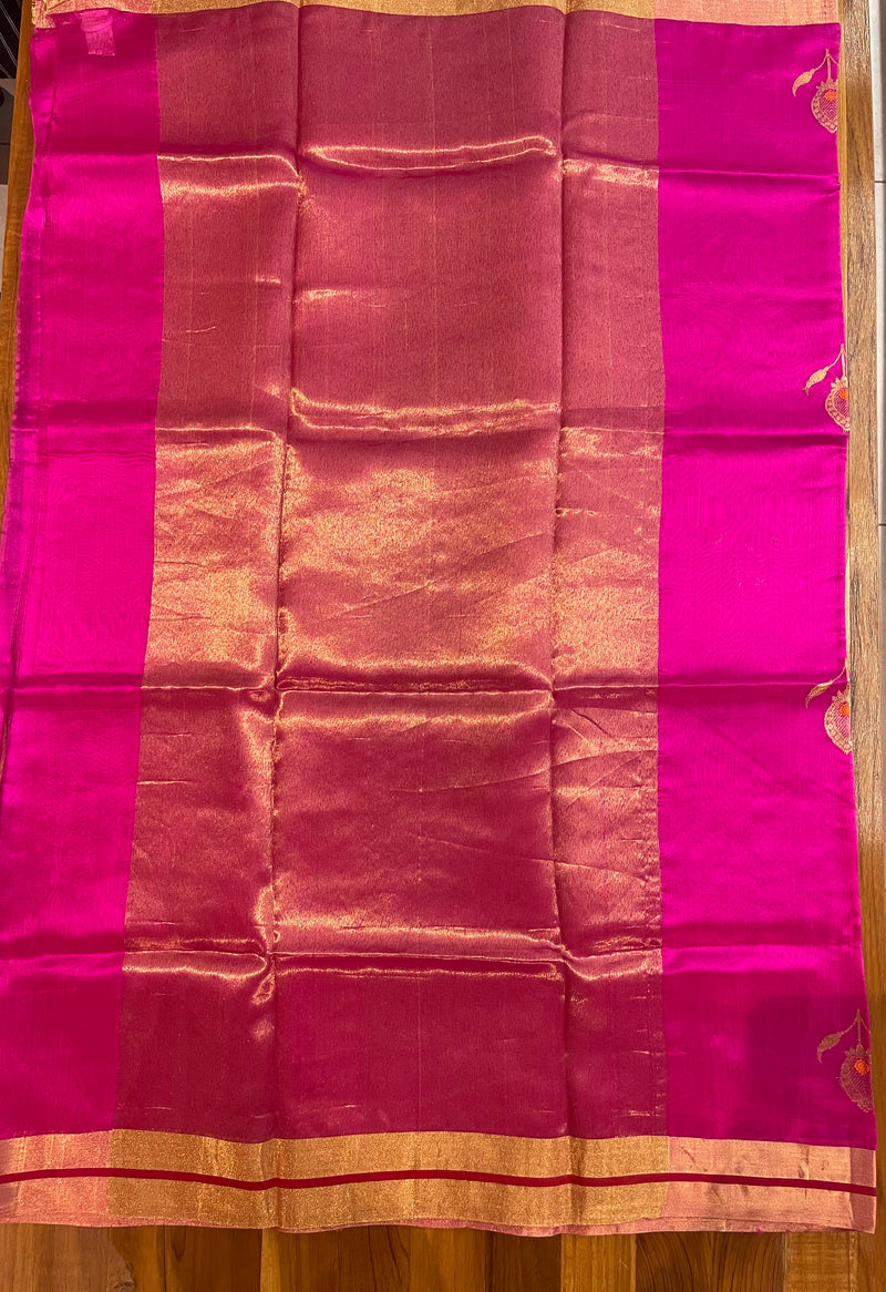 Handloom Chanderi Silk Saree Buta Radhika - Pink