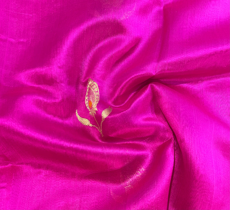 Handloom Chanderi Silk Saree Buta Radhika - Pink