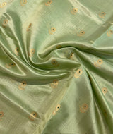 Handloom Chanderi Silk Saree Sun Flower Buta With Green Mina - Parrot Green