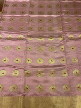 Handloom Silk Chanderi Saree Tree Buta All Over - Pastel Pink