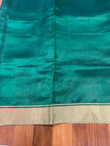 Handloom Chanderi Silk Saree Floral Buta With Red Mina - Green