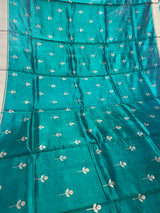 Handloom Chanderi Silk Saree Floral Buta With Red Mina - Green