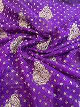 Handloom Fekua Banarasi Khaddi Georgette Silk Saree - Butidar - Red Purple