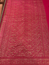 Handloom Fekua Banarasi Khaddi Georgette Silk Saree - Butidar - Red Pink