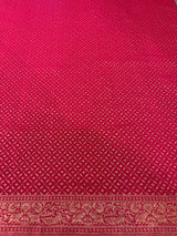 Handloom Fekua Banarasi Khaddi Georgette Silk Saree - Butidar - Red Pink