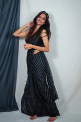 Leheriya - Black Chiffon Saree