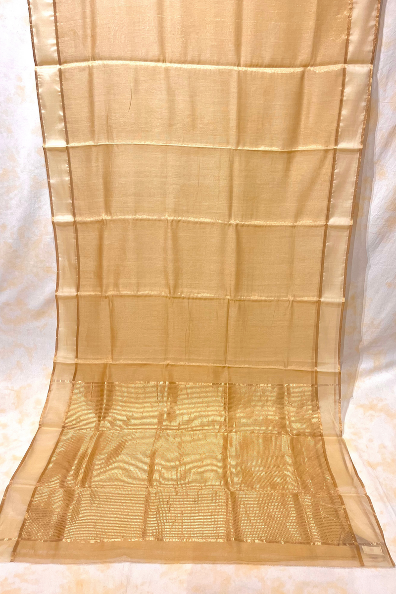 HOV Handloom Chanderi Half Tissue Saree - Checks Pallu - 002-04