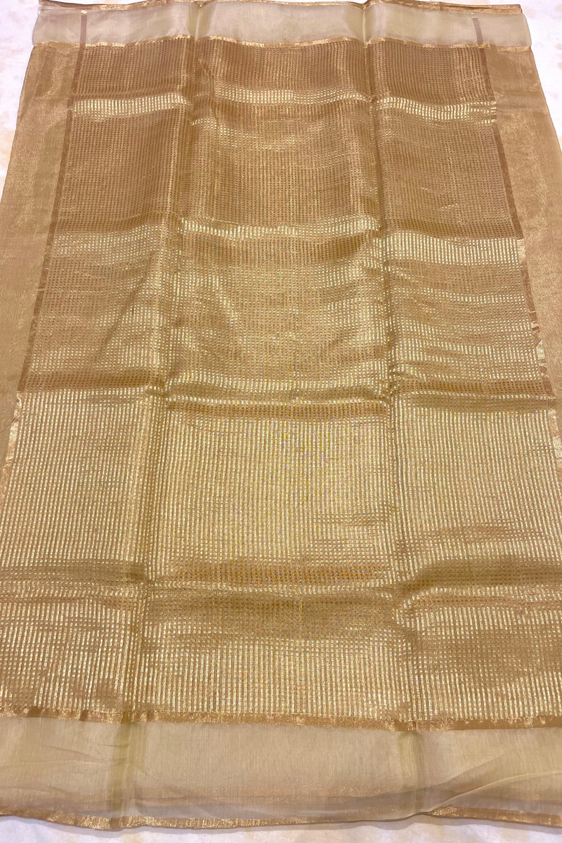 HOV Handloom Chanderi Half Tissue Saree - Checks Pallu - 002-04