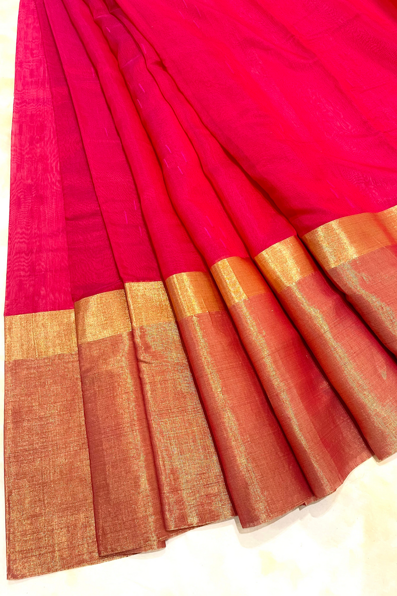 HOV Handloom Chanderi Cotton Silk Saree - Skirt Border - 016-01