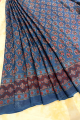 HOV Ajarakh Hand-Block Print Saree - Modal  - 007