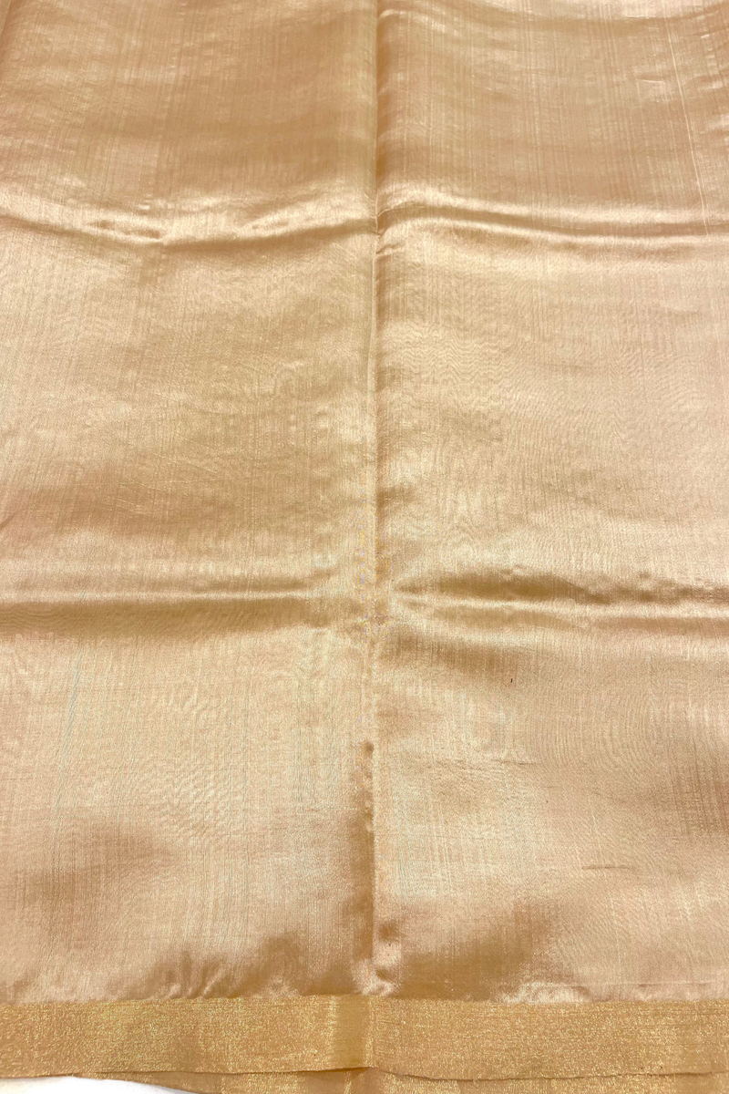 HOV Handloom Chanderi Silk Saree - Plain Zari Pallu Gold - 042-01-02