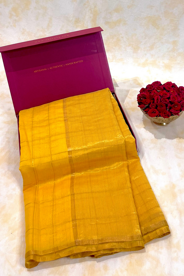 HOV Handloom Chanderi Cotton Silk Saree - Checks - 012-01