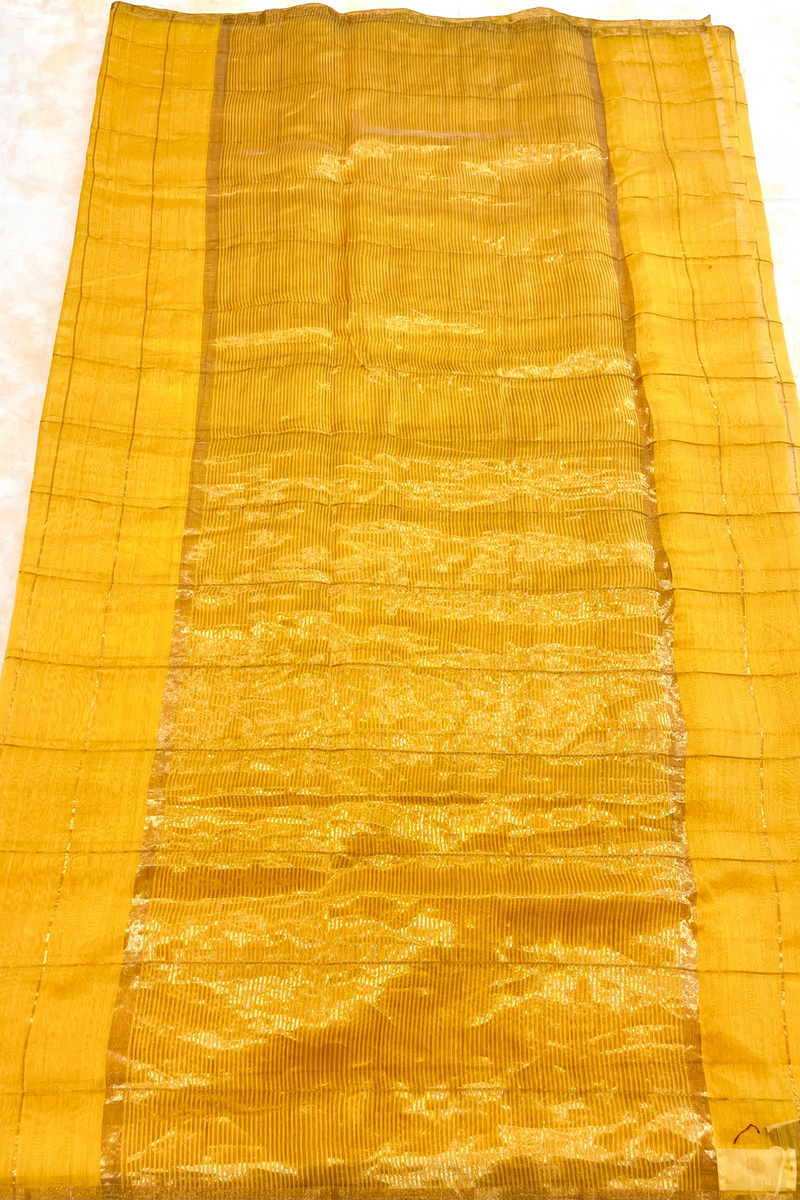 HOV Handloom Chanderi Cotton Silk Saree - Checks - 012-01