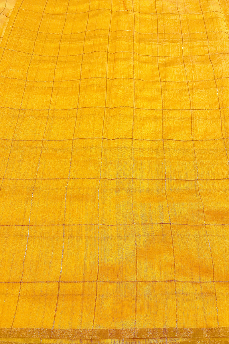 HOV Handloom Chanderi Cotton Silk Saree - Checks - 012-01