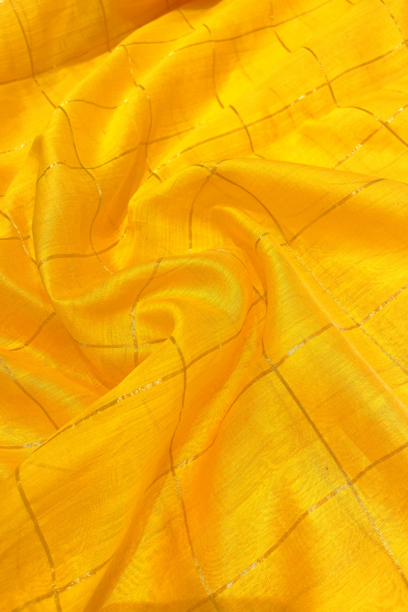 HOV Handloom Chanderi Cotton Silk Saree - Checks - 012-01