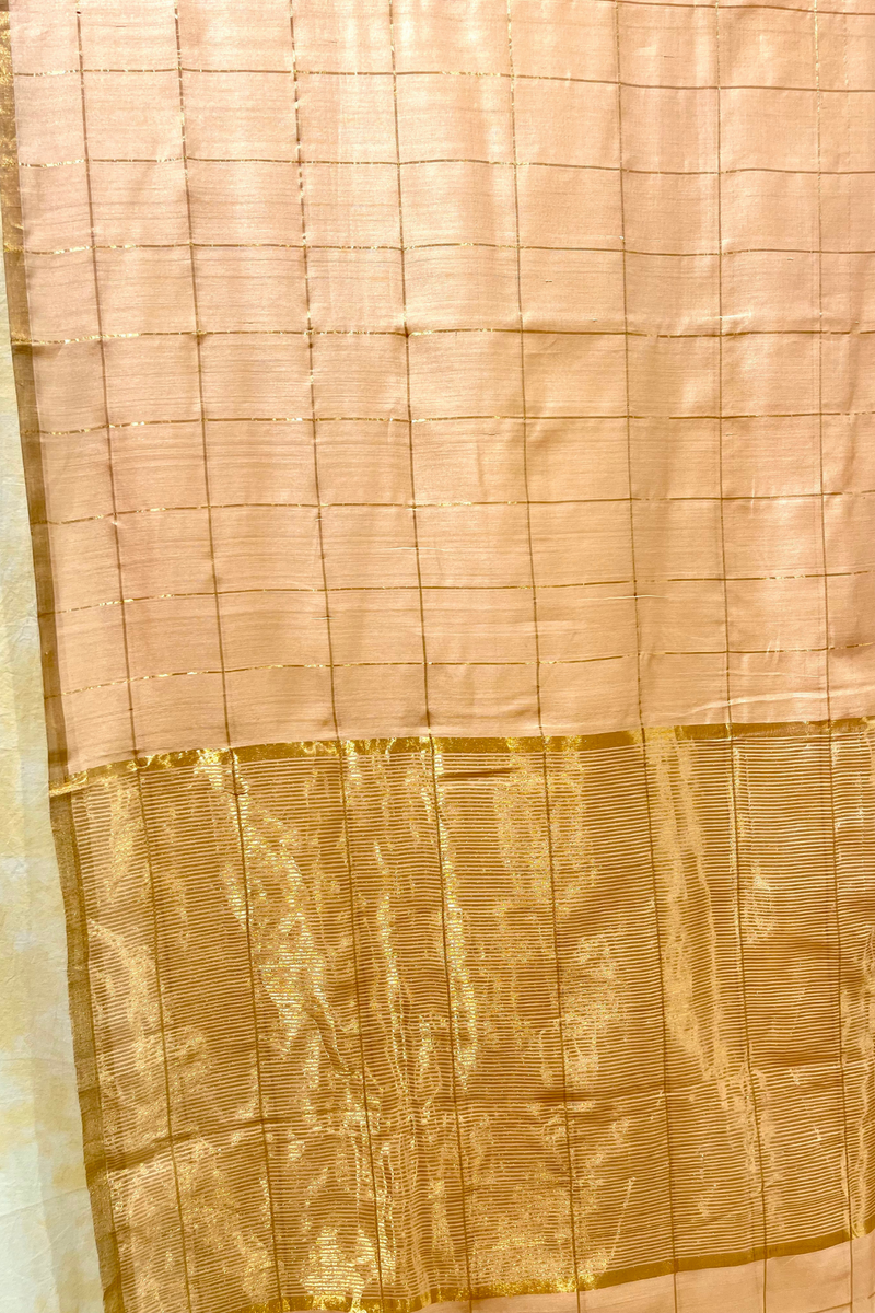 HOV Handloom Chanderi Cotton Silk Saree - Checks - 012-02