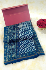 HOV Ajarakh Hand-Block Print Saree - Mul Cotton - 015