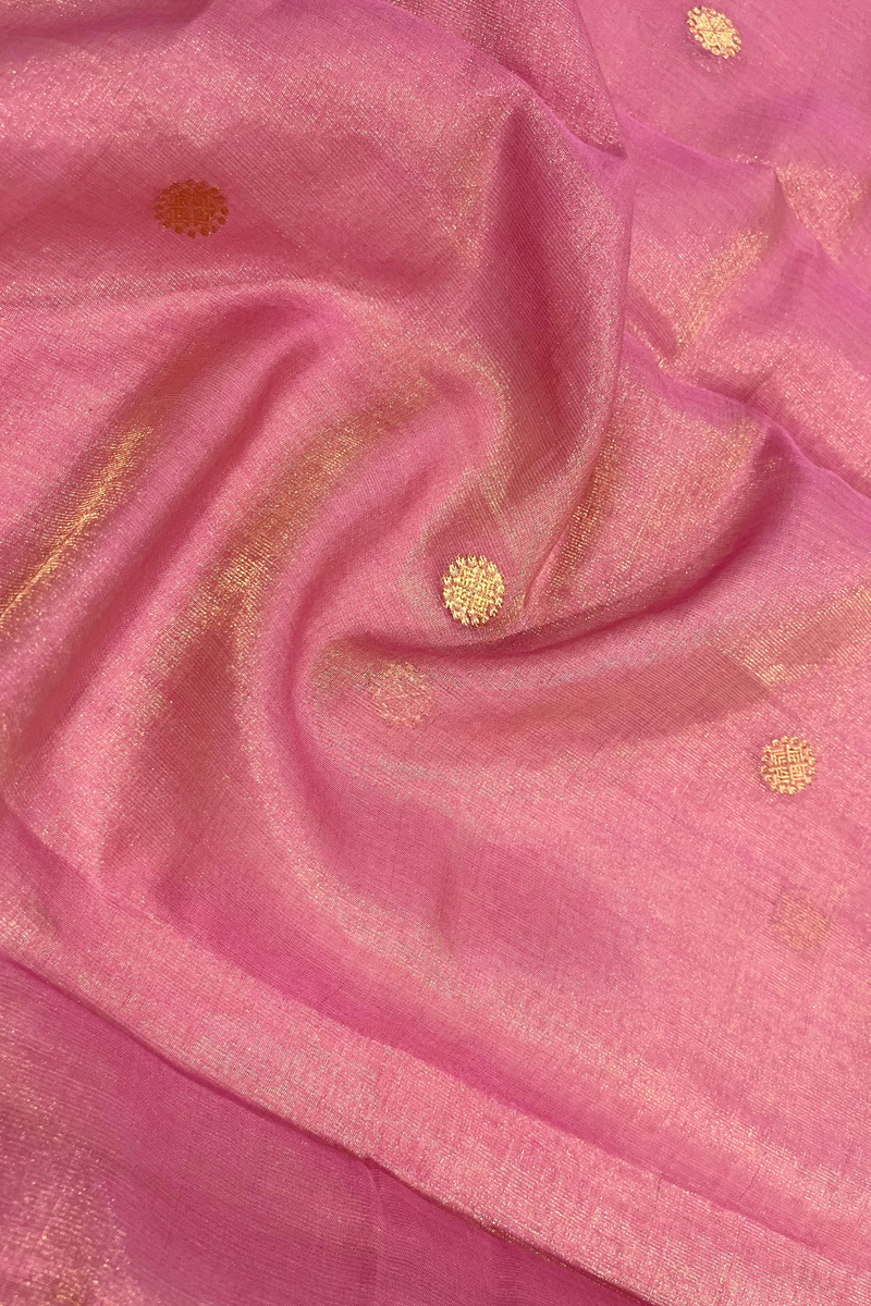 HOV Handloom Chanderi Half Tissue Saree - Round Buta - 003-01,04,013-