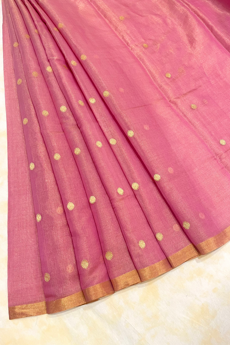 HOV Handloom Chanderi Half Tissue Saree - Round Buta - 003-01,04,013-