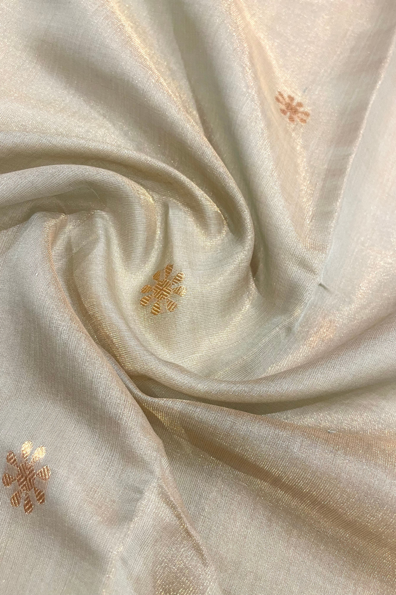 HOV Handloom Chanderi Half Tissue Saree - Round Buta - 003-10