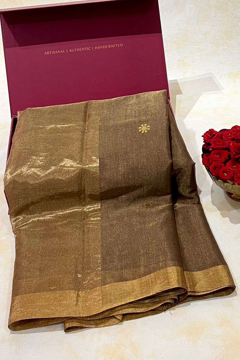 HOV Handloom Chanderi Half Tissue Saree - Round Buta - 004-02