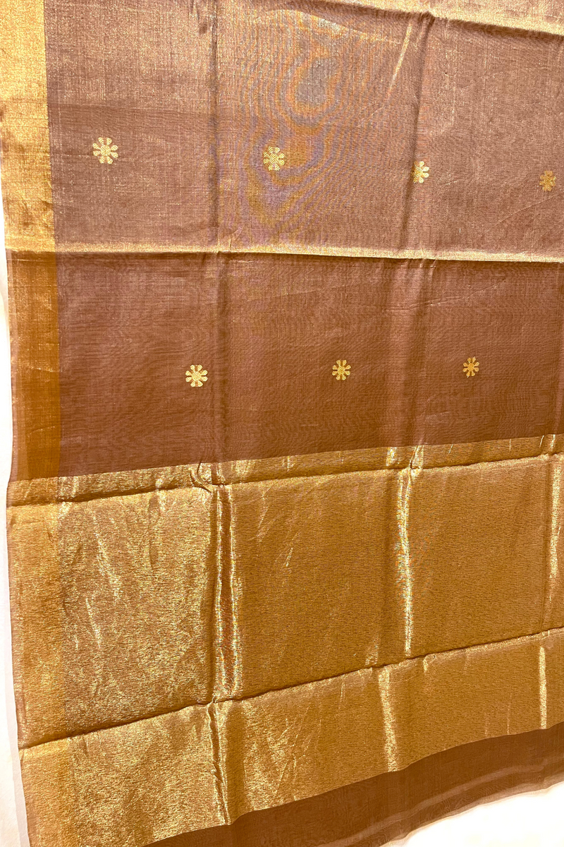 HOV Handloom Chanderi Half Tissue Saree - Round Buta - 004-02