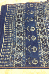 HOV Ajarakh Hand-Block Print Saree - Mul Cotton - 015