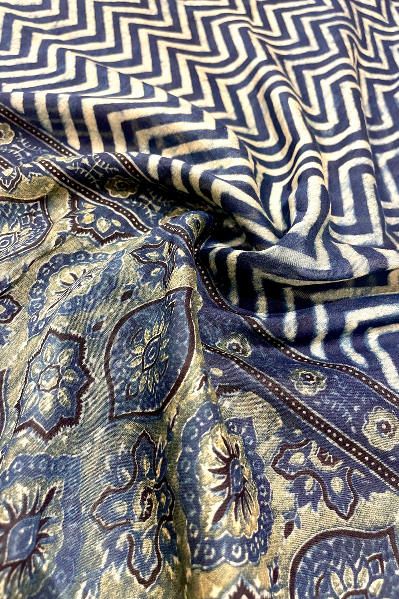 HOV Ajarakh Hand-Block Print Saree - Mul Cotton - 015