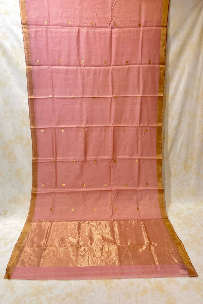HOV Handloom Chanderi Half Tissue Saree - Round Buta -003-14, 004-05