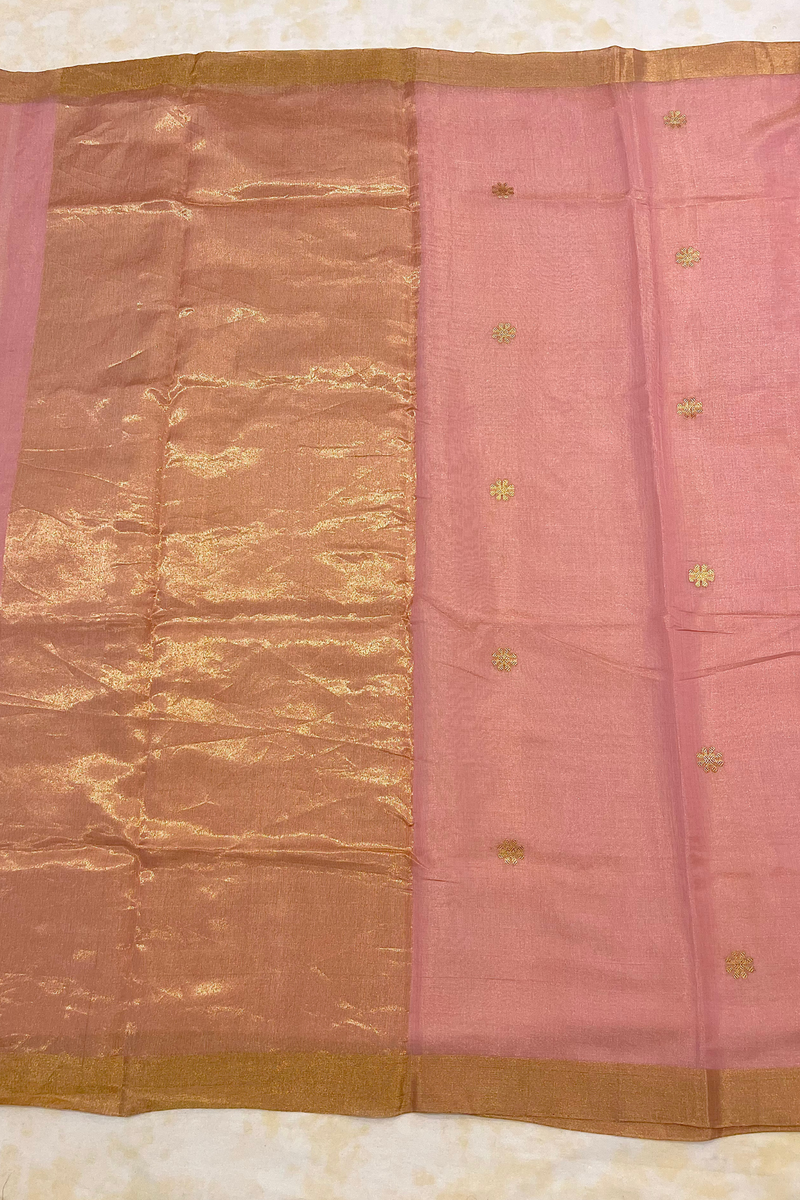 HOV Handloom Chanderi Half Tissue Saree - Round Buta -003-14, 004-05