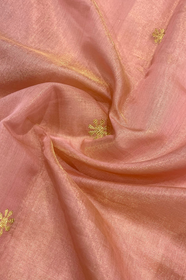 HOV Handloom Chanderi Half Tissue Saree - Round Buta -003-14, 004-05
