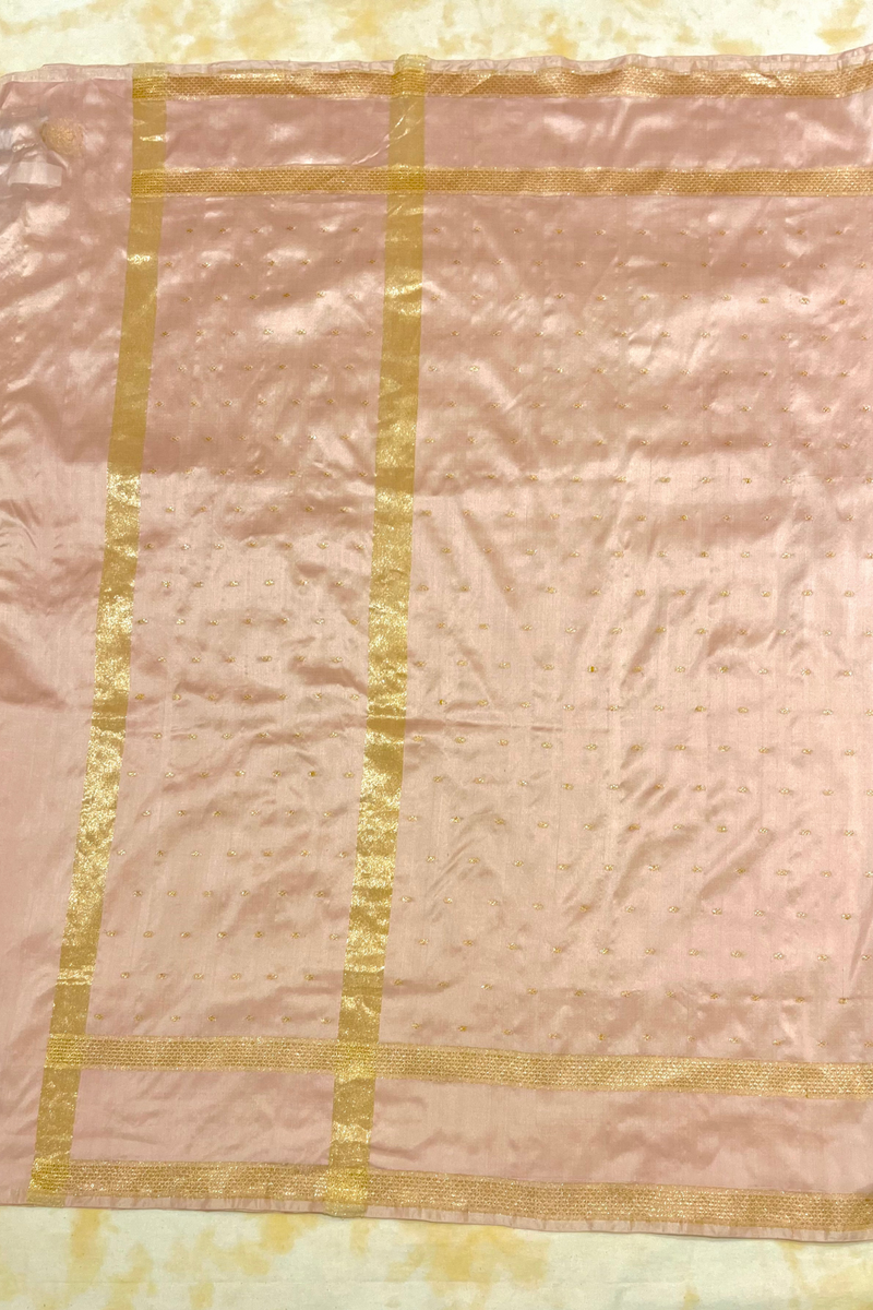 HOV Exclusive Pure Zari Handloom Banarasi Silk Saree - Peach Silver Zari Kasturi - 025