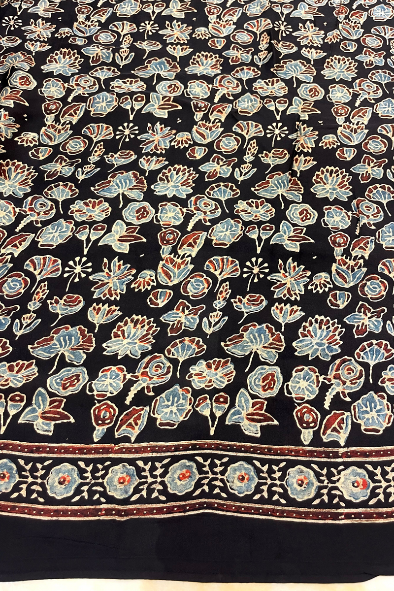 HOV Ajarakh Hand-Block Print Saree - Dola Silk - 015