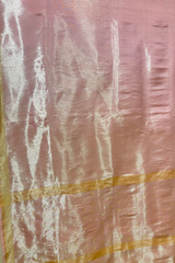 HOV Exclusive Pure Zari Handloom Banarasi Tissue Silk Saree -Light Pink Plain Silver Zari Kasturi - 035