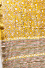 HOV Hand-Block Print Saree Zari Border - 010-01