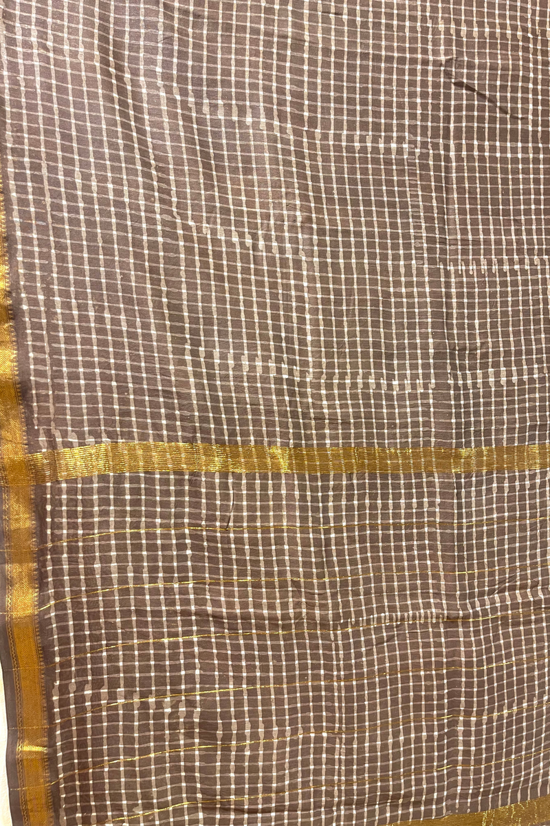 HOV Hand-Block Print Saree Zari Border - 011-01