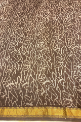 HOV Hand-Block Print Saree Zari Border - 011-01