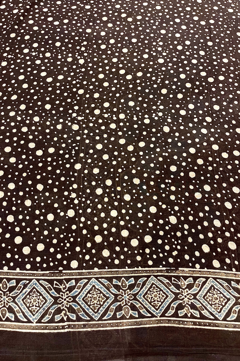 HOV Ajarakh Hand-Block Print Saree - Mul Cotton - 011