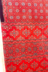 HOV Ajarakh Hand-Block Print Saree with Zari Patta - Modal  - 003