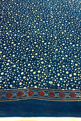 HOV Ajarakh Hand-Block Print Saree - Modal  -Blue