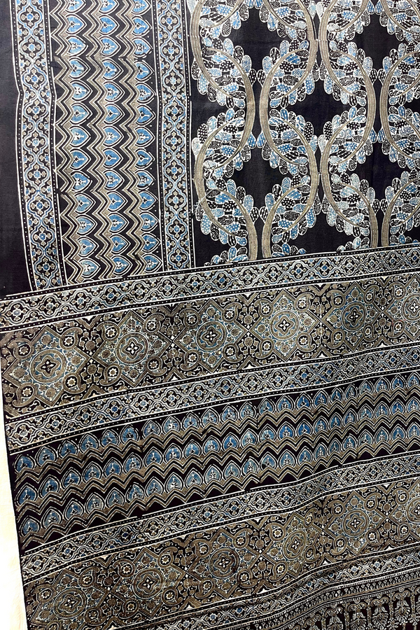 HOV Ajarakh Hand-Block Print Saree - Mul Cotton - 014