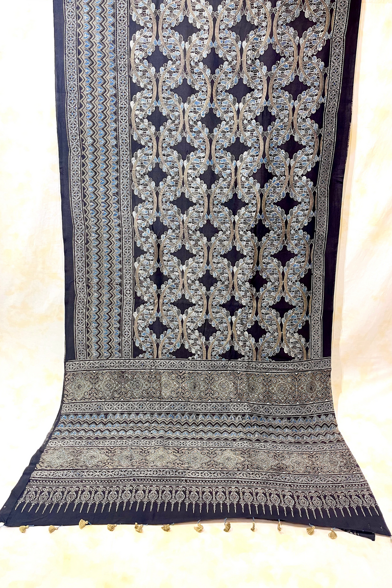 HOV Ajarakh Hand-Block Print Saree - Mul Cotton - 014