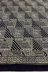 HOV Ajarakh Hand-Block Print Saree - Mul Cotton - 014
