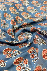 HOV Ajarakh Hand-Block Print Saree - Modal  -Blue