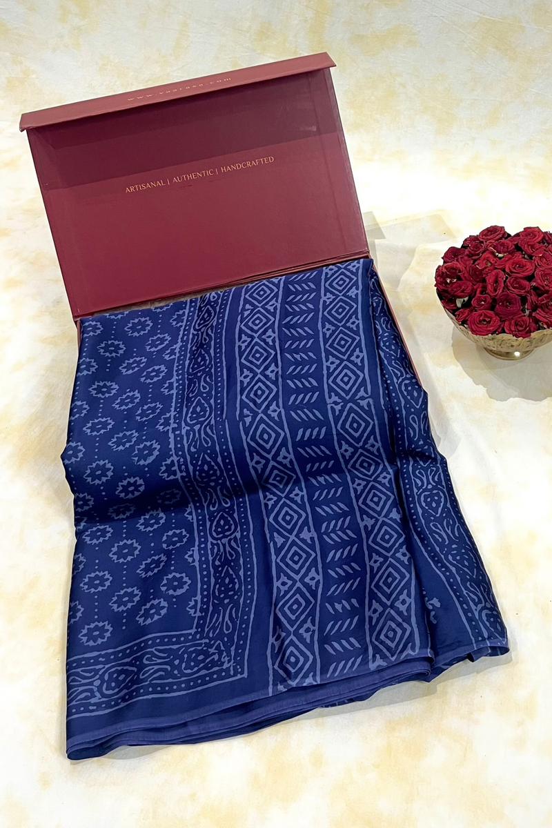 HOV Hand-Block Print Saree Modal  - 012-01-02