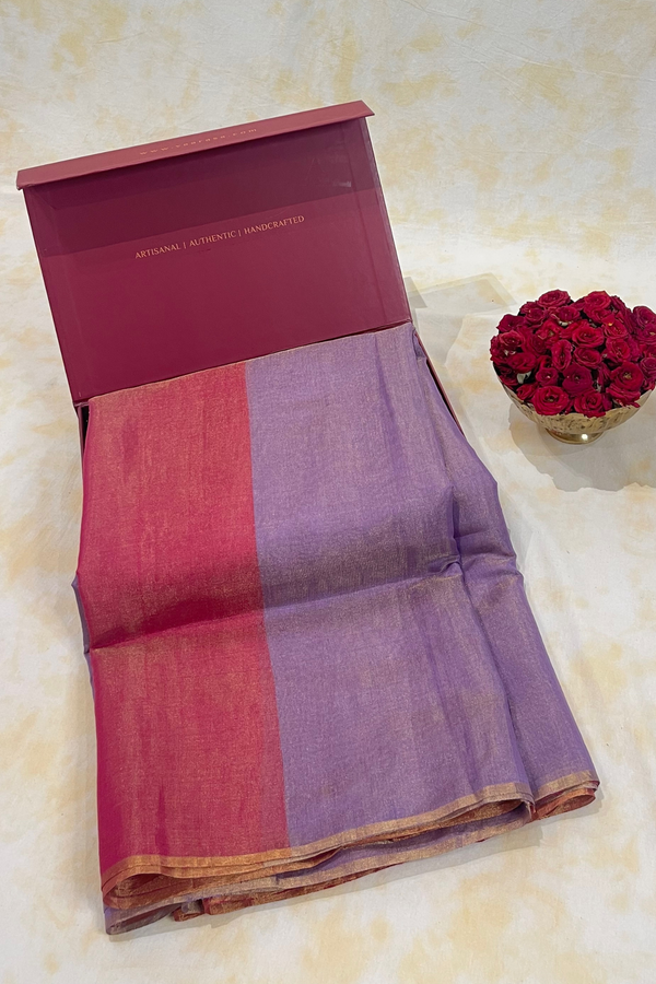 HOV Handloom Chanderi Half Tissue Saree - Half n Half - 001-02