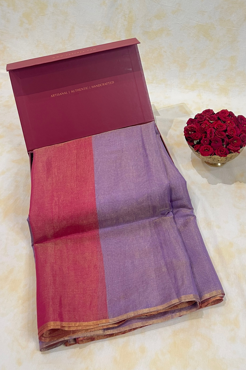 HOV Handloom Chanderi Half Tissue Saree - Half n Half - 001-02