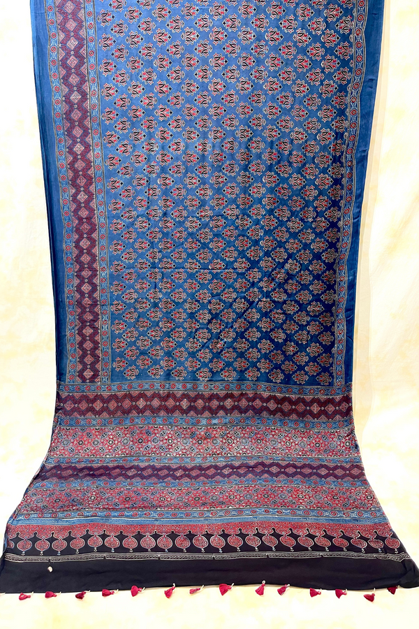 HOV Ajarakh Hand-Block Print Saree - Modal  - 007