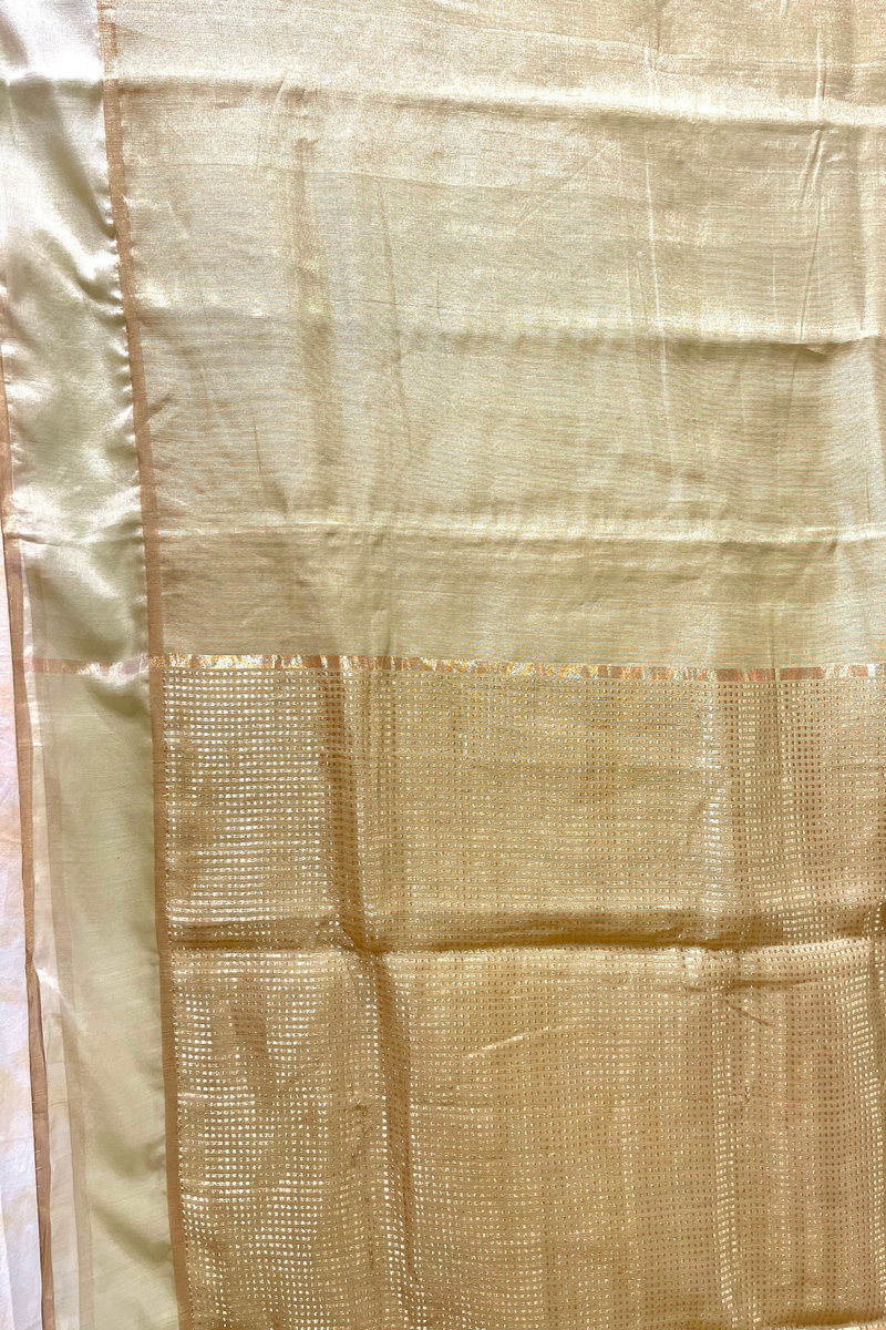 HOV Handloom Chanderi Half Tissue Saree - Checks Pallu - 002-02-03