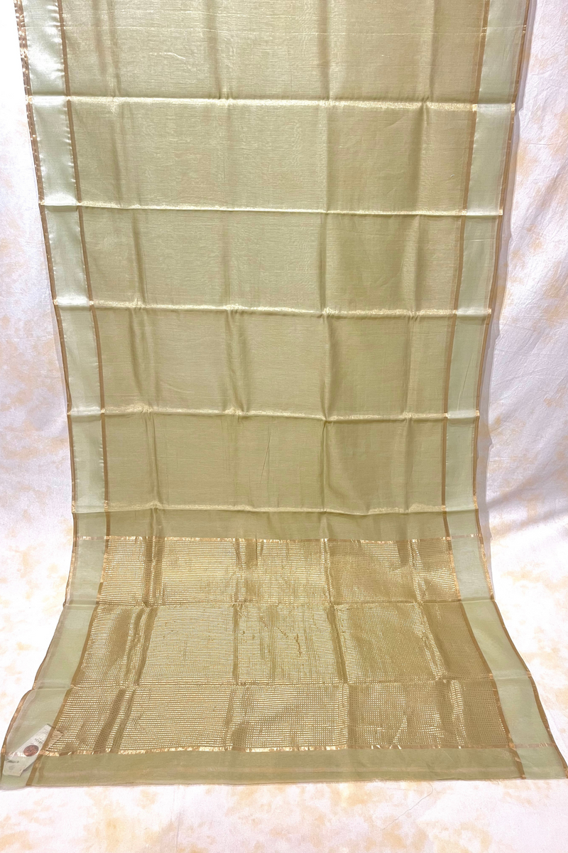 HOV Handloom Chanderi Half Tissue Saree - Checks Pallu - 002-02-03